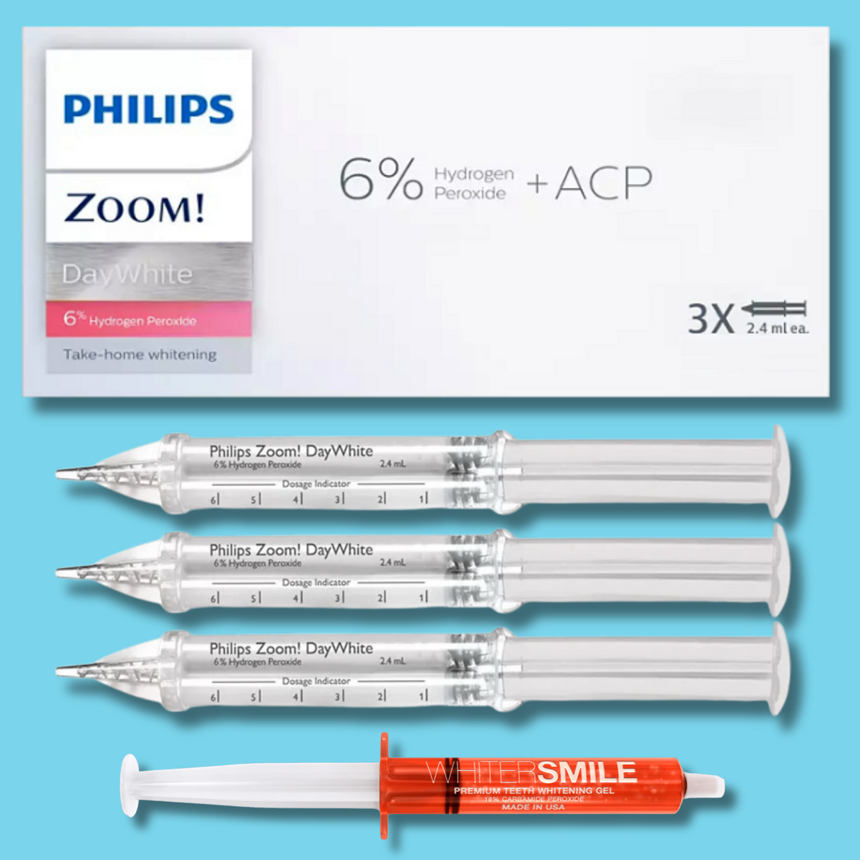 Philips ZOOM! Day White Gel Kit 6% HP 3 x 2.4g Syringes - Whiter Smile