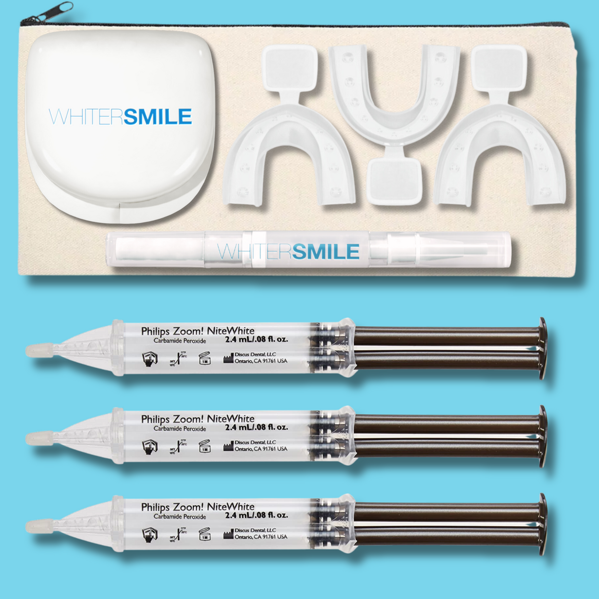 Philips ZOOM! Nite White Gel 16% CP Kit + Mouth Trays, Case & Top Up Pen - Whiter Smile