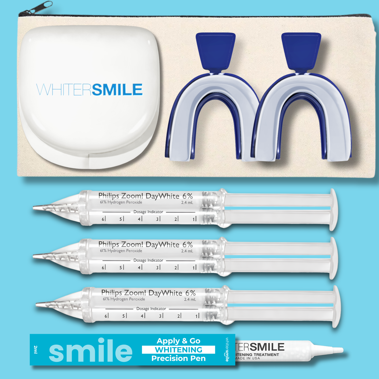 Philips ZOOM! Day White Gel 6% HP Kit + Mouth Trays, Case & Top Up Pen