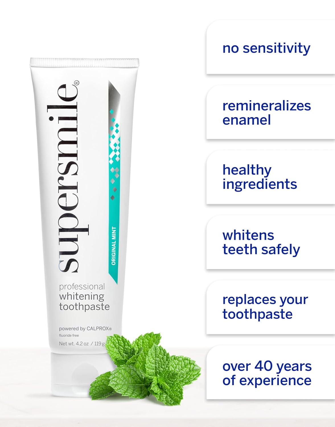 Supersmile Fluoride Free Whitening Toothpaste (Original Mint) 119g - Whiter Smile