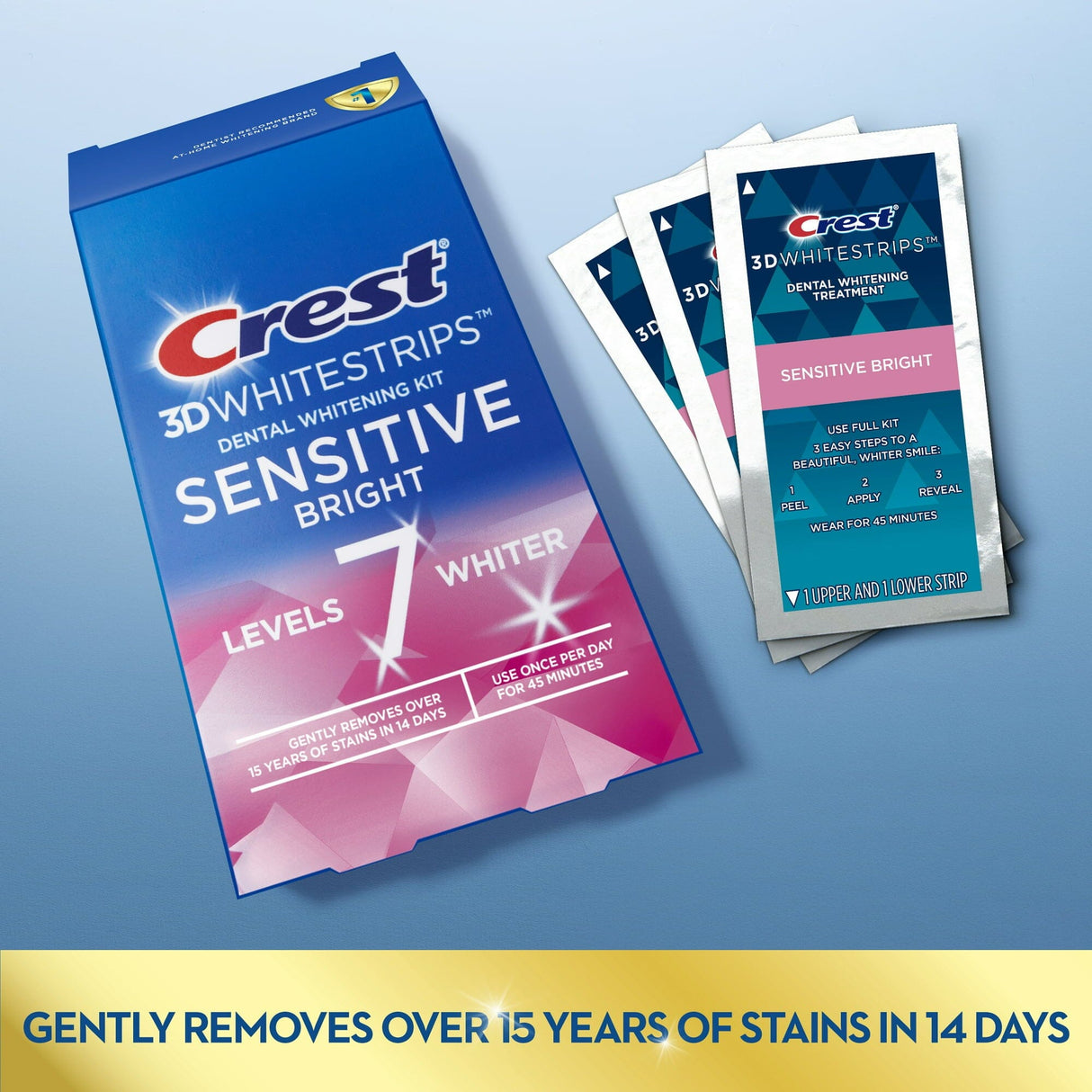 Crest 3D Whitestrips Sensitive Bright + Bonus LED Light & Top Up Pen - Preorder ETA Late Dec Crest