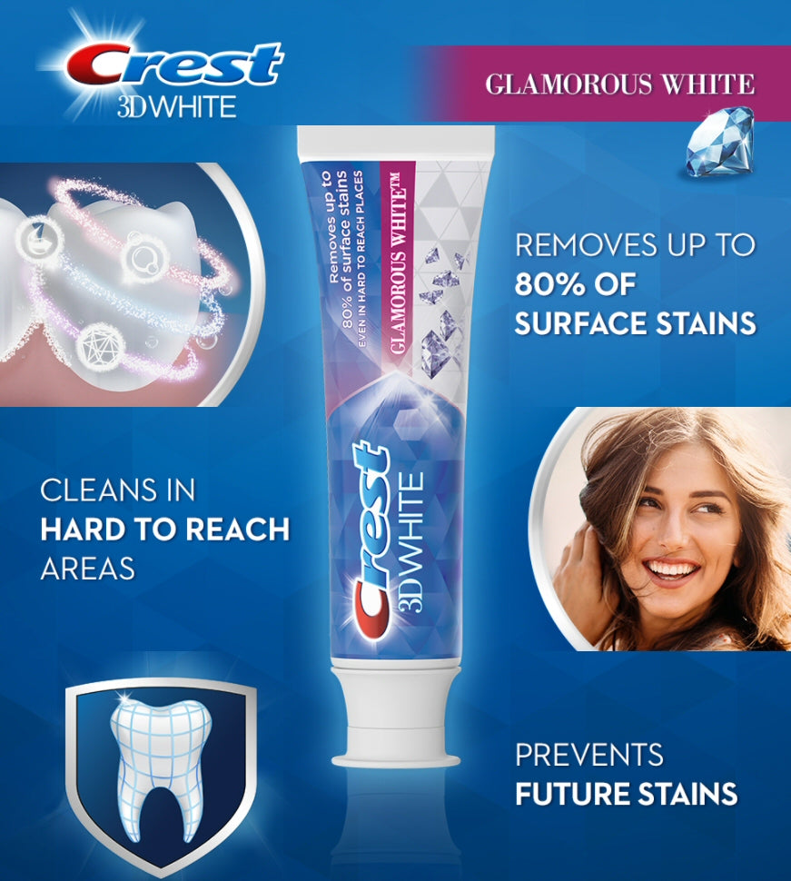 Crest 3D White Glamorous White Toothpaste 116g (2 Pack) Crest