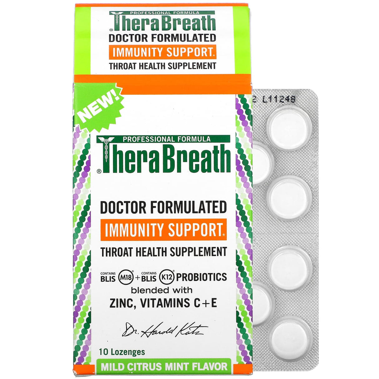 TheraBreath Immunity Support Throat Health Supplement Lozenges (10 Lozenges) - Best Before 12/22 TheraBreath
