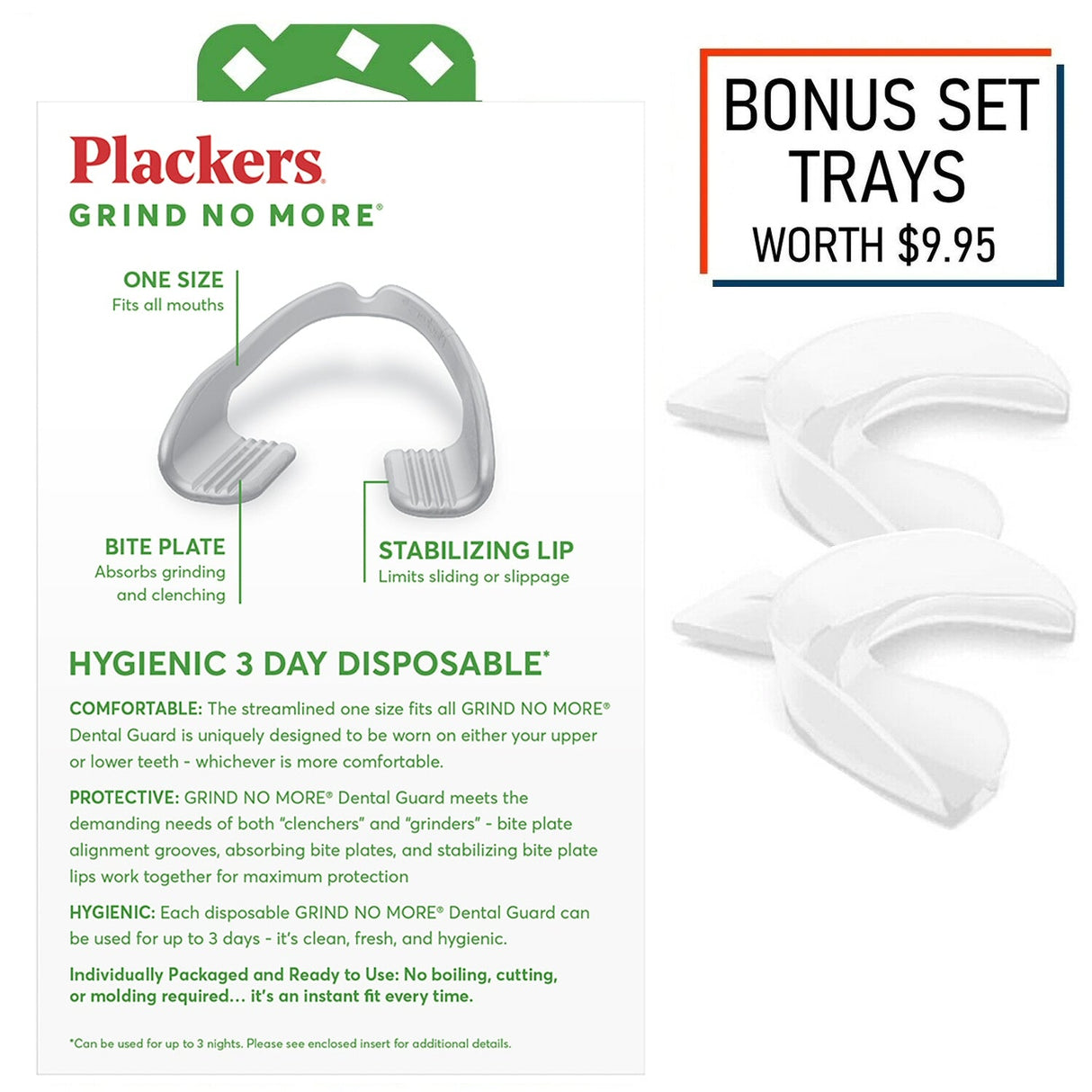 Plackers Grind-No-More Dental Night Protector (16 pack) Plackers