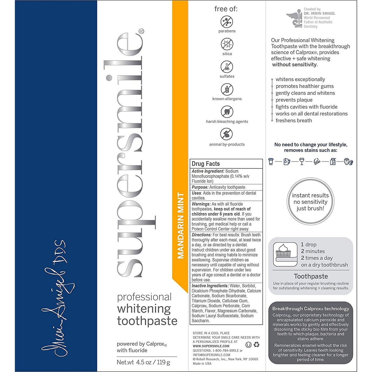 Supersmile Whitening Toothpaste (Mandarin Mint) 119g Supersmile