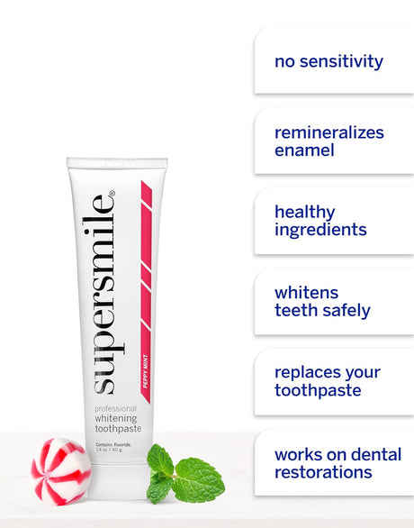 Supersmile Whitening Toothpaste Peppy Mint 40g (Flouride Free)