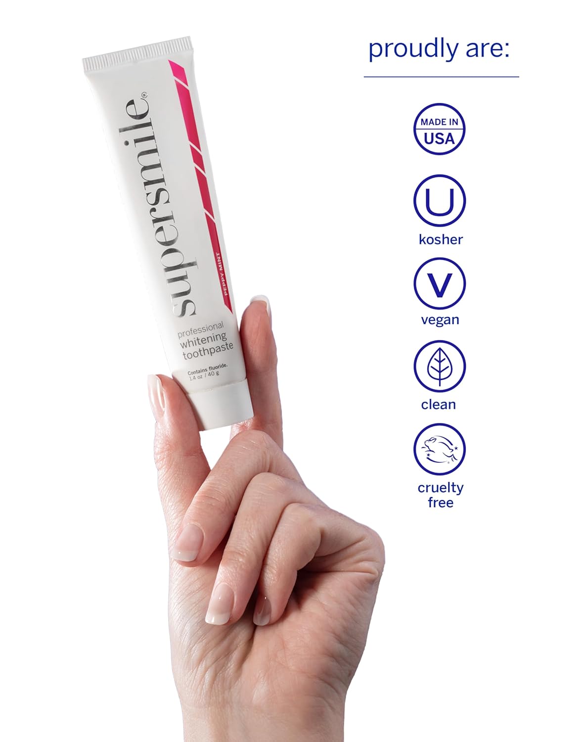 Supersmile Whitening Toothpaste Peppy Mint 40g (Flouride Free)