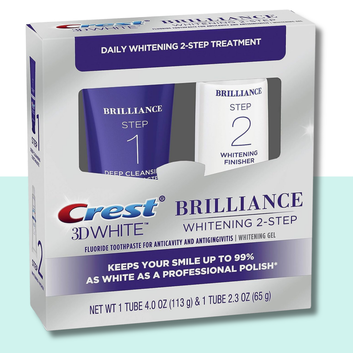 Crest 3D White Brilliance 2 Step Toothpaste Kit Buy Now Pay Later Whiter Smile