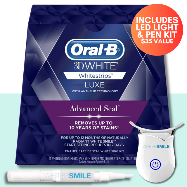 Oral B Whitestrips LUXE 5.25% HP Kit + LED Light & Top Up Pen - Whiter Smile