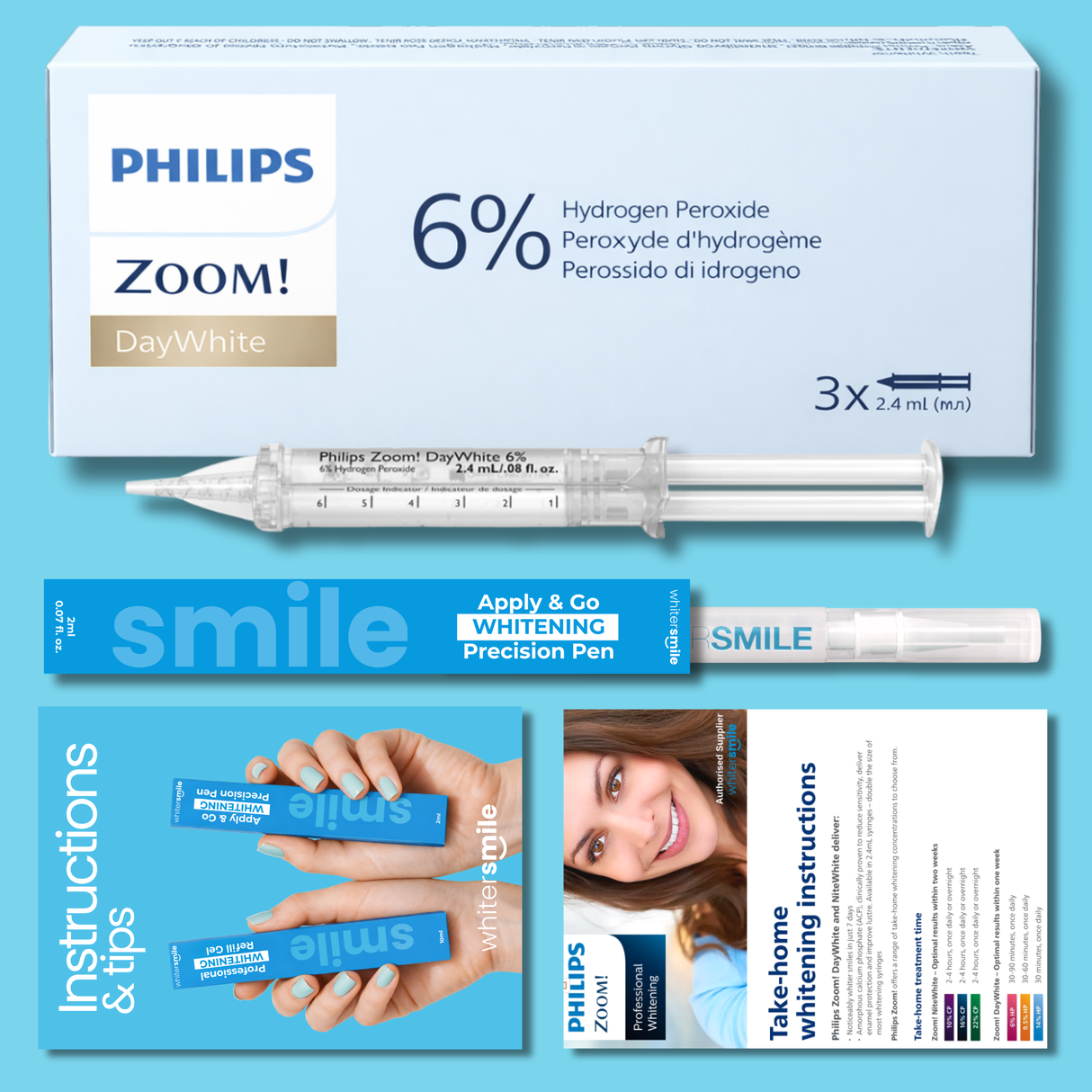 Philips ZOOM! Day White Gel Kit 6% HP 3 x 2.4g Syringes - Whiter Smile
