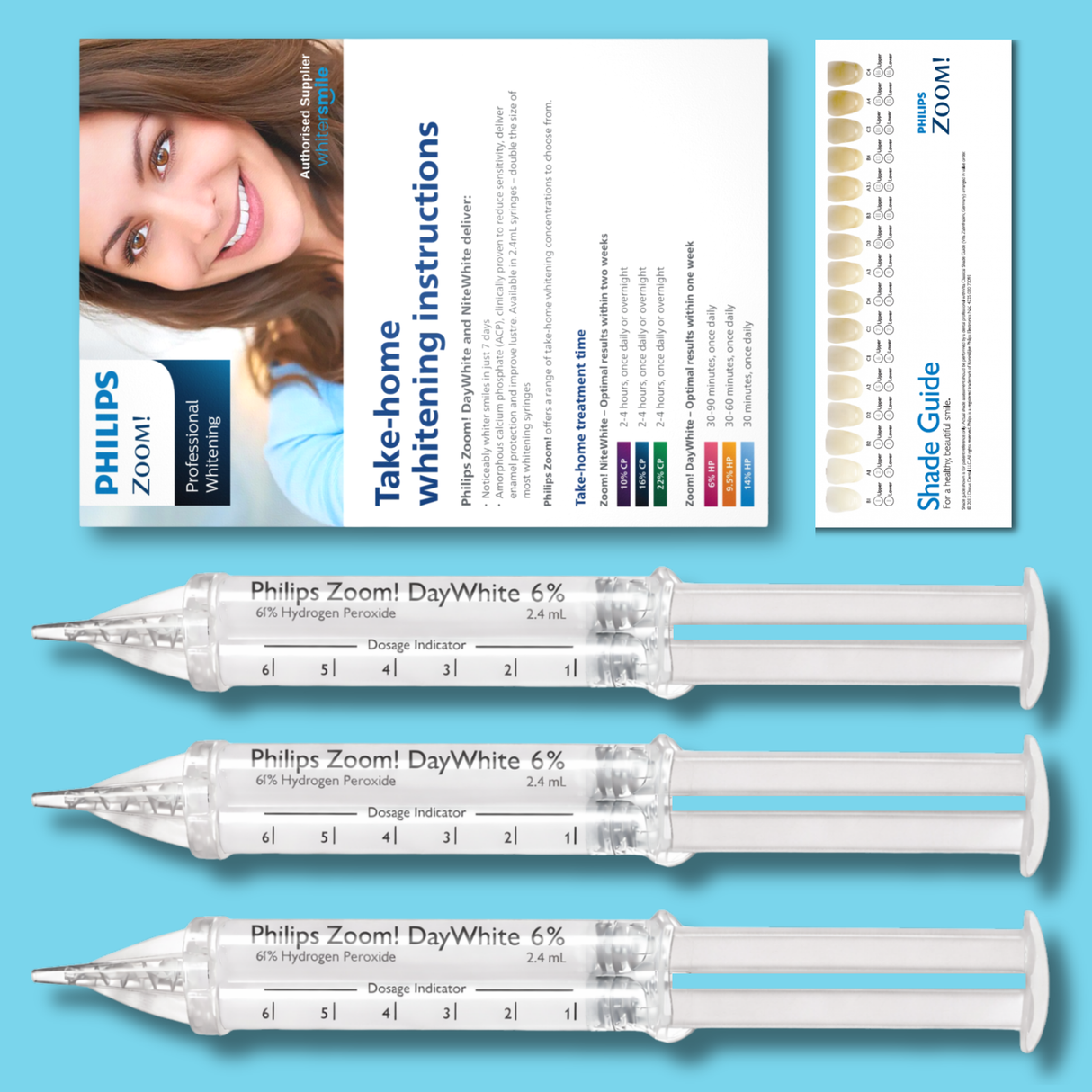 Philips ZOOM! Day White Gel 6% HP Kit + Mouth Trays, Case & Top Up Pen - Whiter Smile