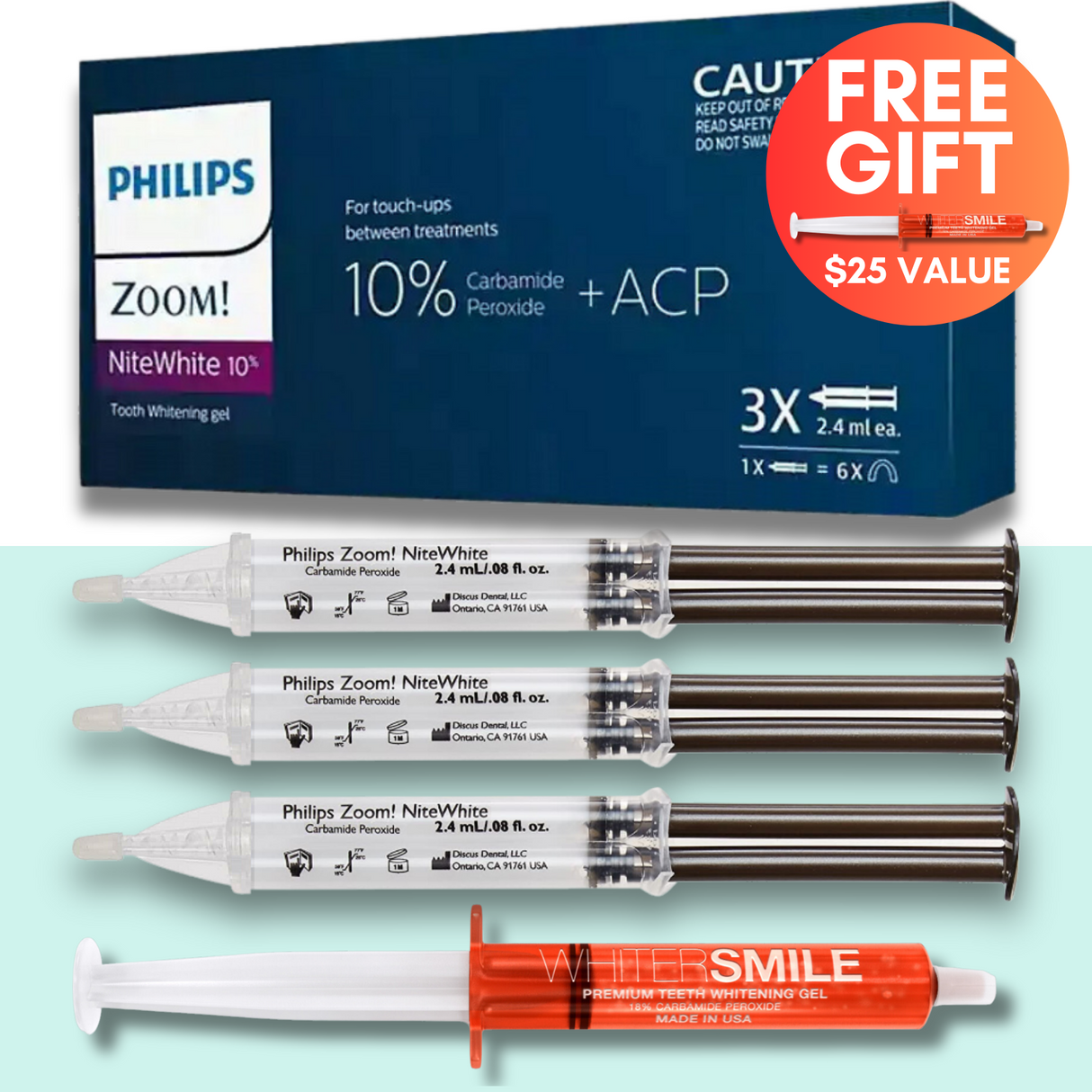 Philips ZOOM! Nite White Gel Kit 10% CP 3 x 2.4g Syringes - Whiter Smile