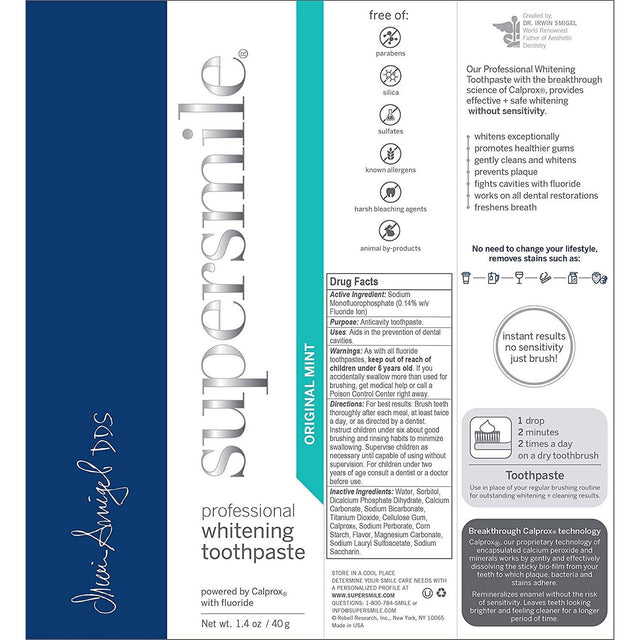 Supersmile Whitening Toothpaste (Original Mint) 40g Supersmile 